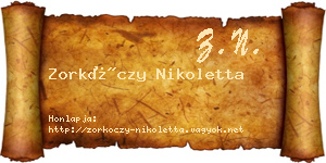 Zorkóczy Nikoletta névjegykártya