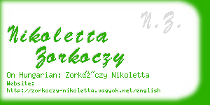 nikoletta zorkoczy business card